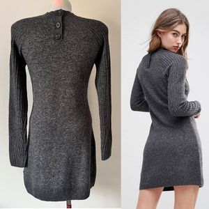 Abercrombie & Fitch Sweater Dress Long Sleeve Ribbed Charcoal Gray Warm Sz S